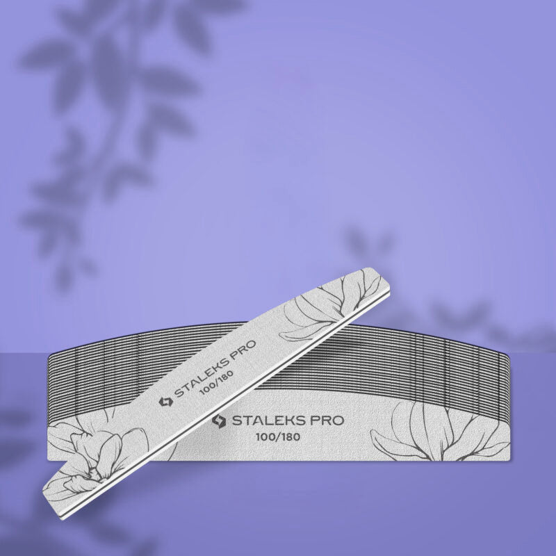 STALEKS PRO Crescent Mineral Nail File Expert 40 100/180 Grit (25 Pcs)