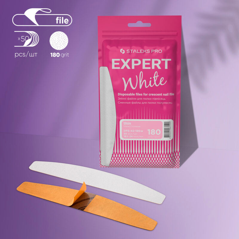 STALEKS PRO Disposable White Files For Crescent Nail File